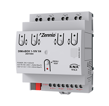 DIMinBOX 1-10V X4 KNX-Modul auf Hutschiene · Zennio