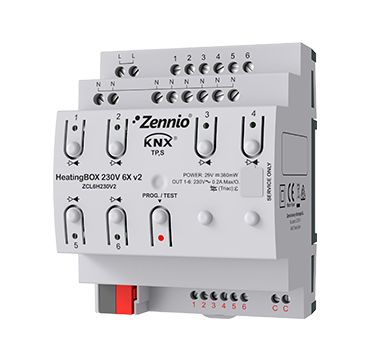 HeatingBOX 230V 6X v2 — Chauffage KNX de Zennio