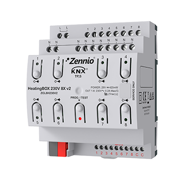 HeatingBOX 230V 8X v2 — Chauffage KNX de Zennio